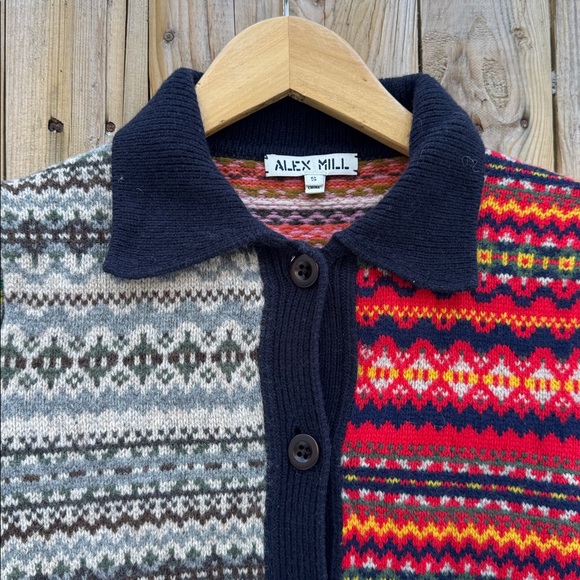 Alex Mill fair isle color block Cardigan - Picture 3 of 11